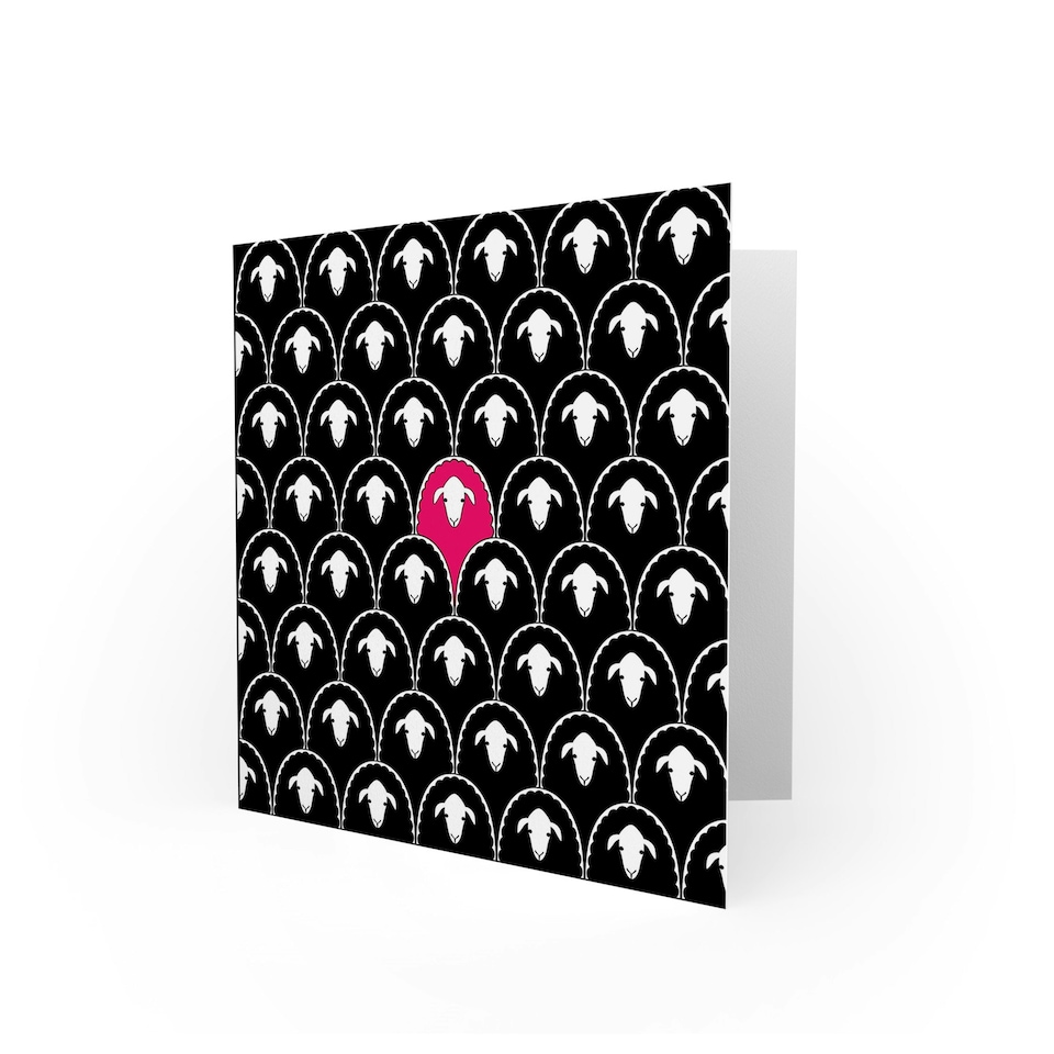 image 1 of Cute Pink Pattern Sheep Art Blank Just to Say Card