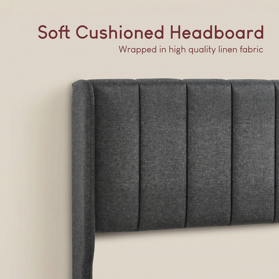 image 1 of Vida Designs Vianna Dark Grey Linen Fabric Bedroom Bed Frame - King Size