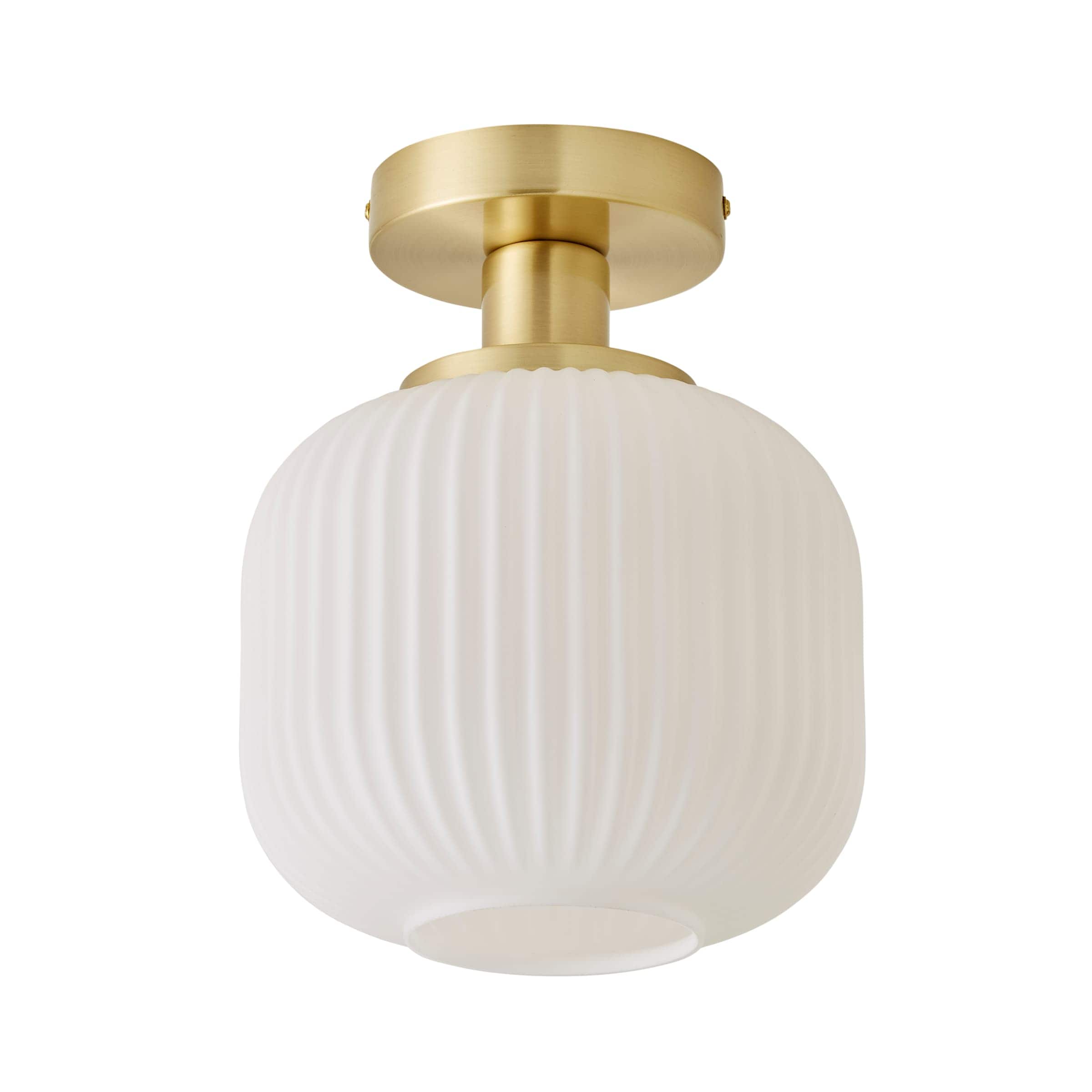 ValueLights Calpe Opal Frosted Glass Shade Flush Gold Stem Ceiling Light