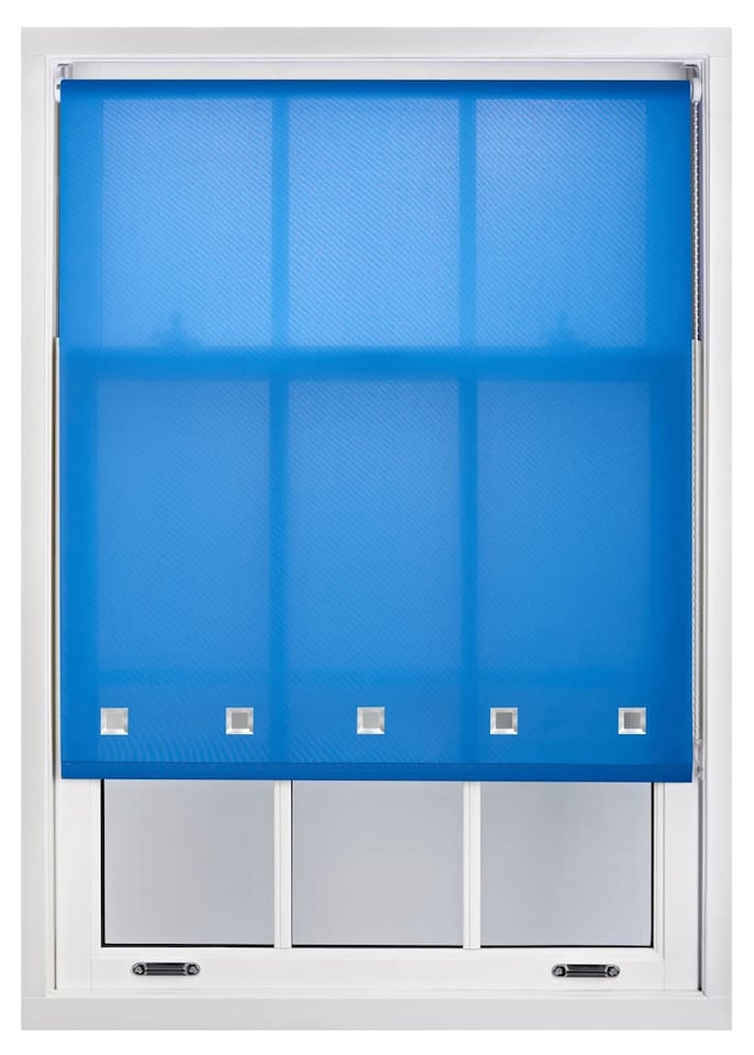 image 1 of FURNISHED Roller Blinds Daylight Square Eyelet Light Filtering Easy Fit Trimmable Window Shade | Blue | Blue