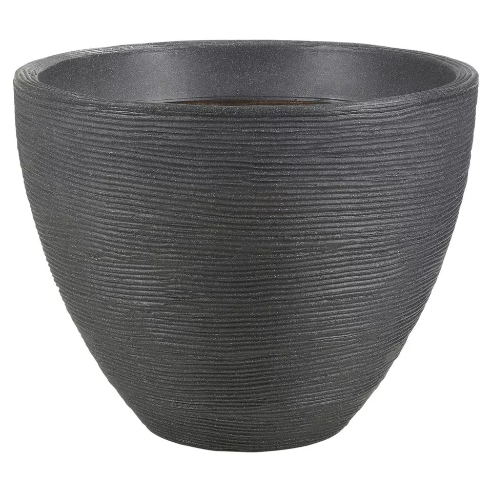 Large Round Ribbed Plant Pot - 40X30X30CM | Grey | 1
