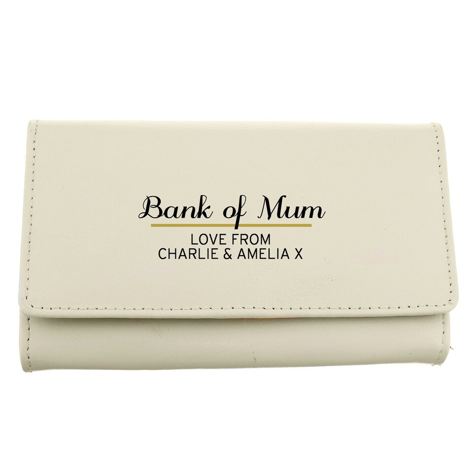 image 1 of Personalised Cream Leather Purse Cream