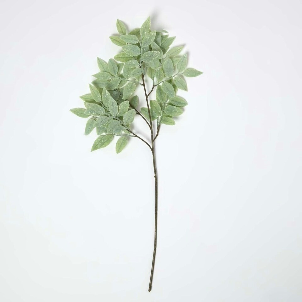 image 1 of Homescapes Frosted Sage Leaf Christmas Spray