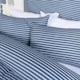 image 3 of OHS Stripe Embossed Soft Cosy Plush Plump Duvet Cover and Pillowcase Bedding Set | Blue | Navy | Double
