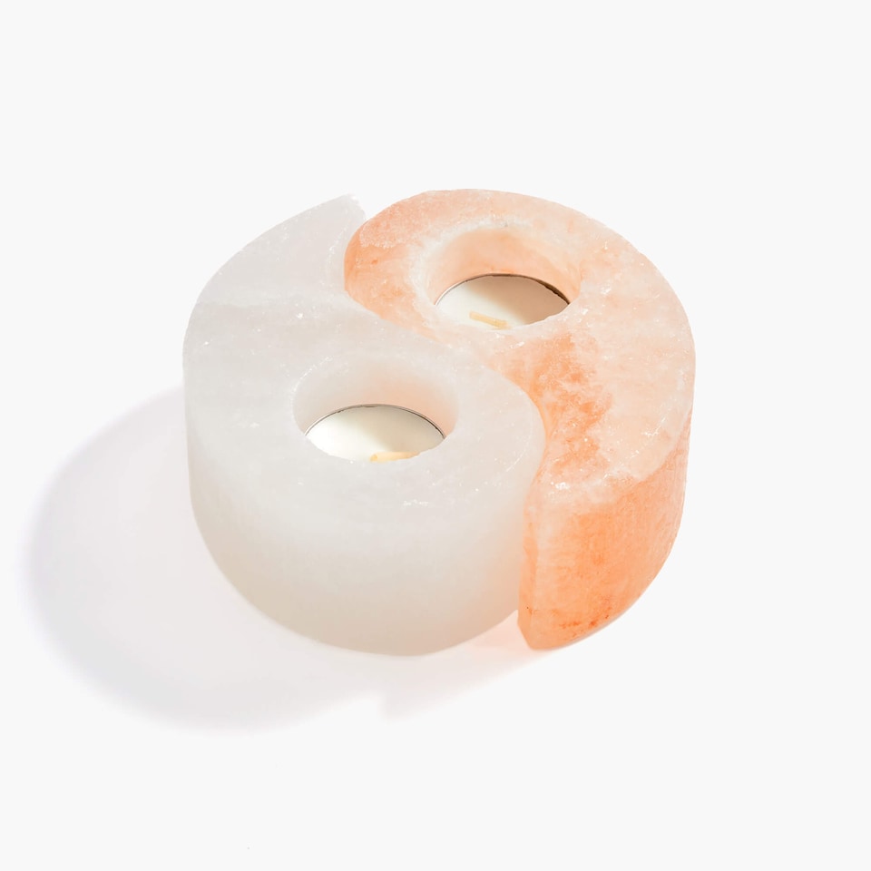 image 1 of Myga Yin & Yang Himalayan Salt Tealight Holder