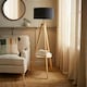 image 1 of ValueLights Morrigan Black Shade Wooden Tripod Floor Lamp | Black