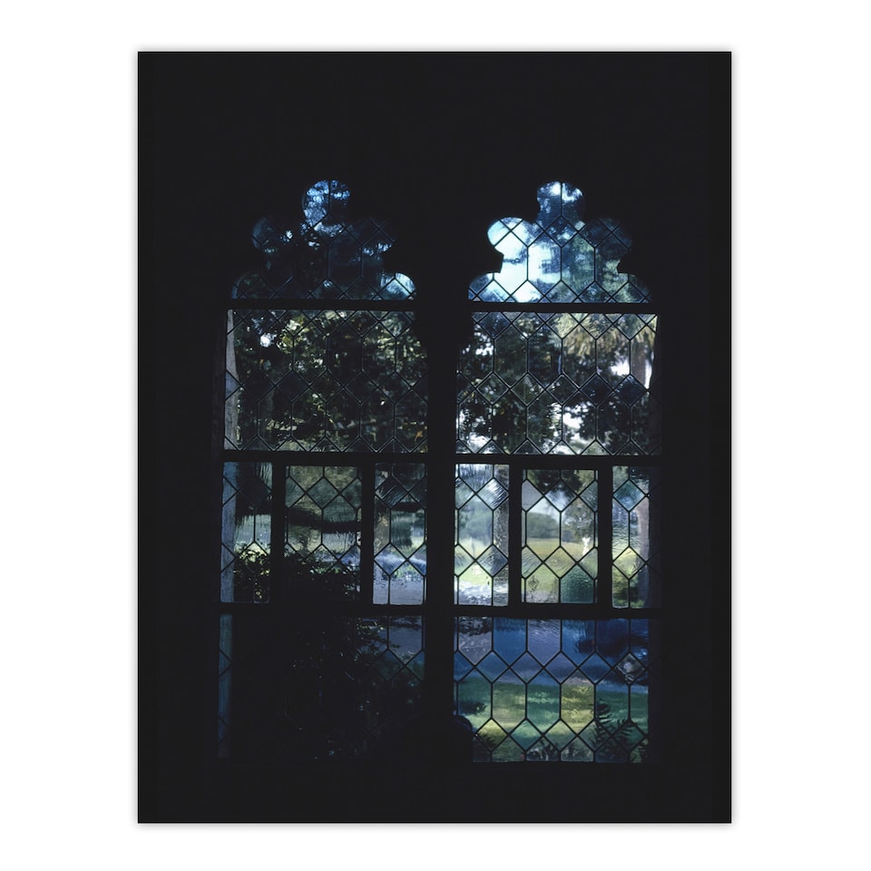 image 1 of John Margolies Cloister Hotel Stained Glass Window Framed Wall Art Print A3
