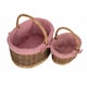 image 2 of Set of 2 Red Checked Lined Country Oval Wicker Shopping Basket Red | Red and White Checked