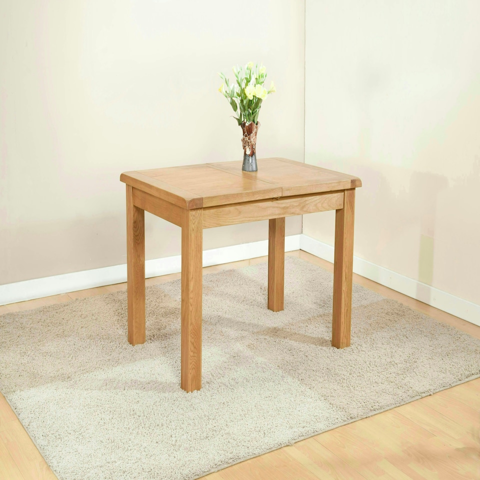 image 1 of Shrewsbury Dining Table with 2 Extensions (Extends To 198cm) - L90 x W132 x H76 cm - Oak Brown
