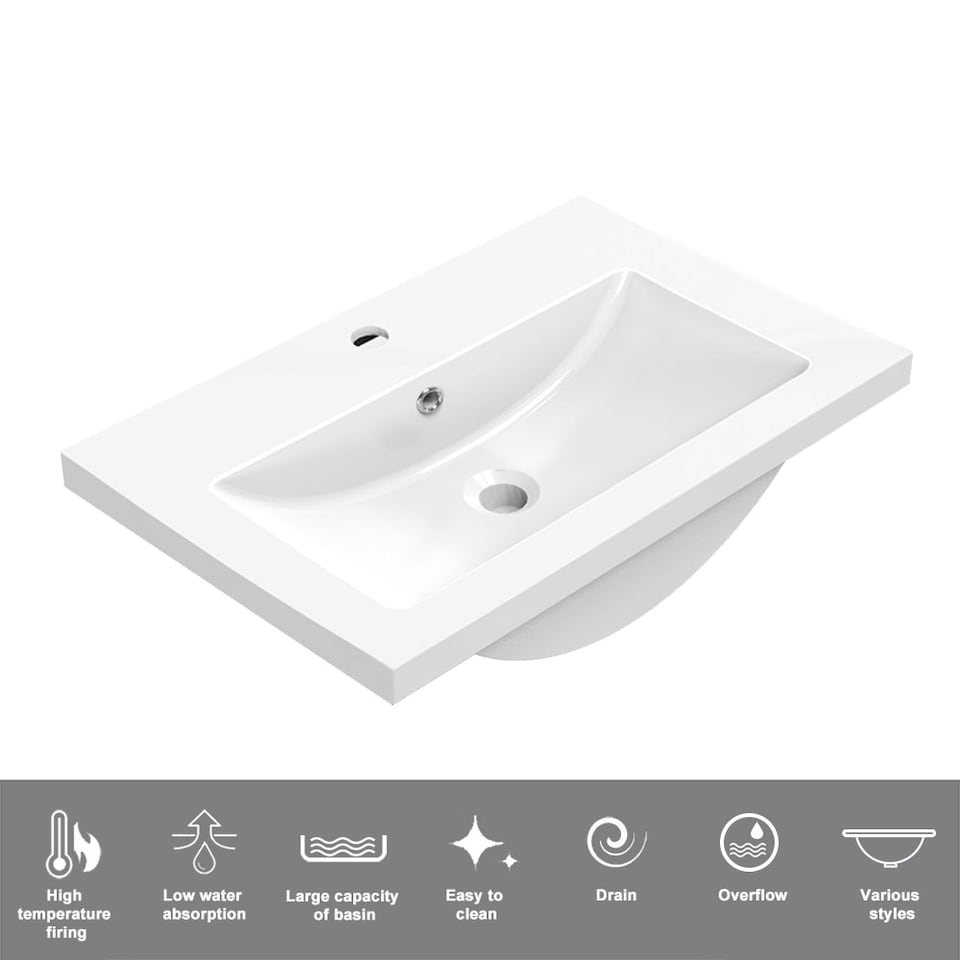 image 1 of AICA 500mm White Bathroom Vanity Unit With Basin Double Door Floor Standing Design Flat Packed