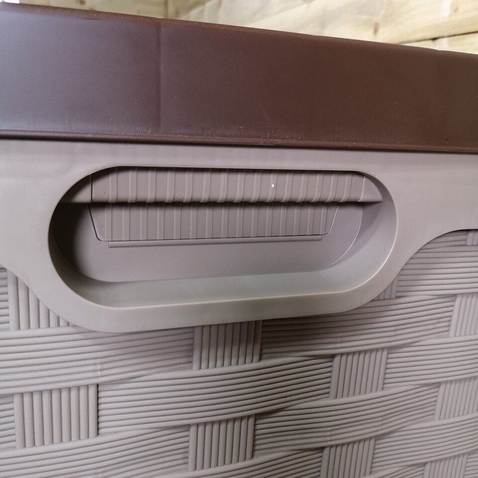 image 1 of HUGE XXL 634 Litre Rattan Sit On Cushion Garden Storage Seat Decking Box In Brown