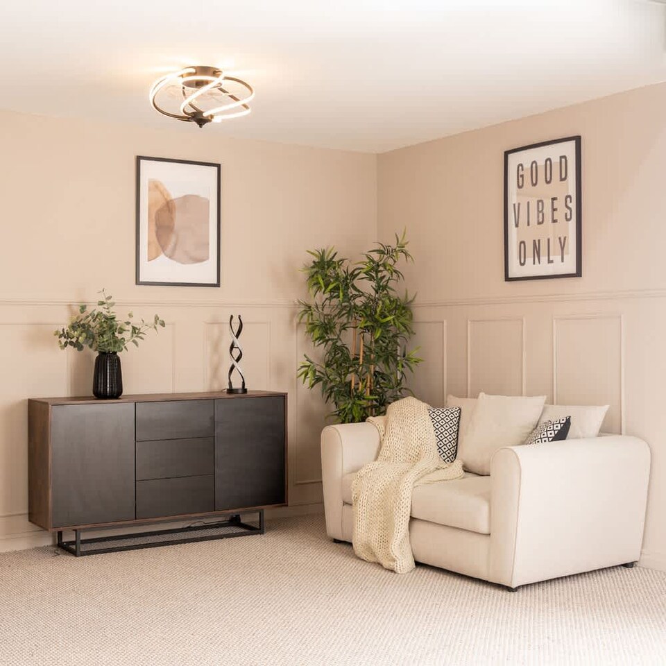 image 1 of ValueLights Infinity Black Swirl Integrated LED Ceiling Fan & Remote