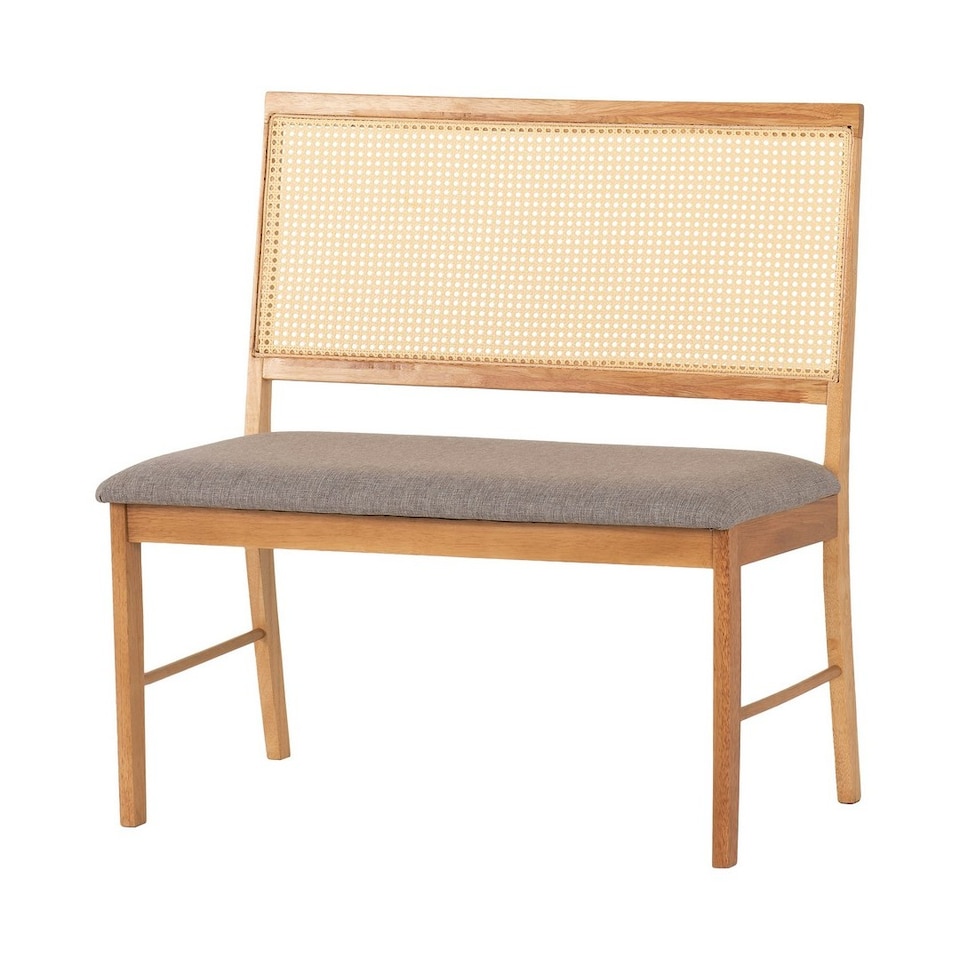 image 1 of Ellis Indoor Dining Bench - L52 x W89 x H92.5 cm - Oak Effect - Grey Fabric