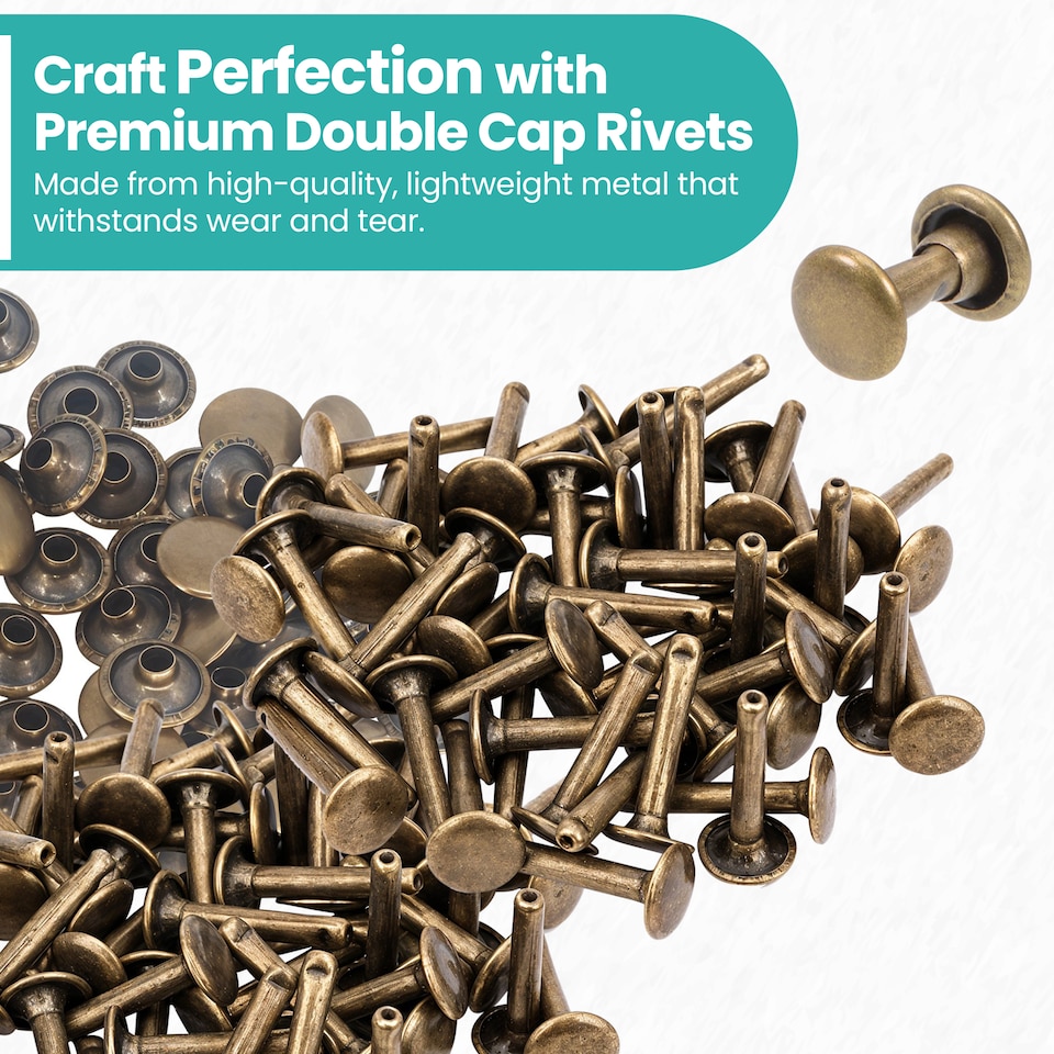 image 1 of 10mmx18mm Double Cap Rivets, Extra Long Metal Studs for DIY- 50pcs
