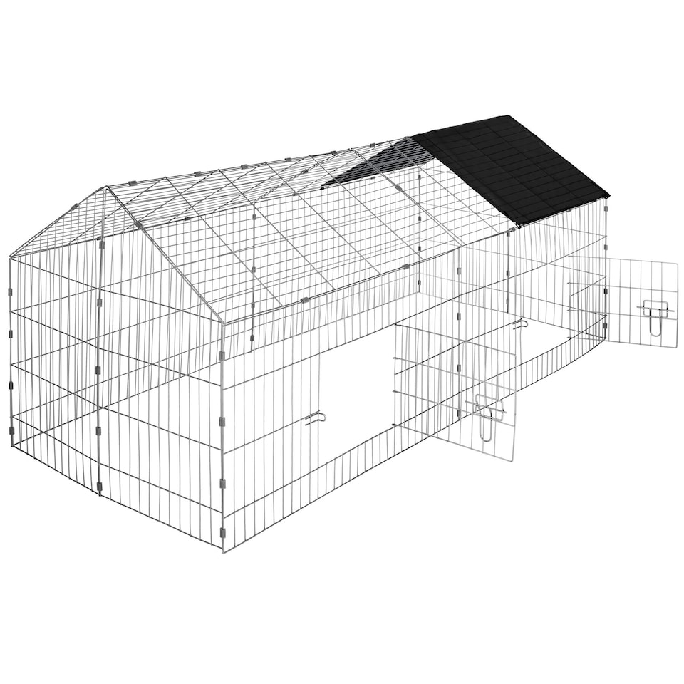 image 1 of Rabbit Run - 12 grid elements with sunshade, 2 doors, 180 x 75 x 75 cm | Black | black | 180 x 75 x 75 cm | 1