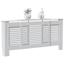 Vida Designs Milton Radiator Cover Painted MDF Slatted Cabinet Extendable, White, 140-204cm