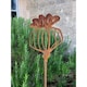image 3 of 5 Feet Poppy Seed Head Plant Pin Garden Art (Pack of 3) - Bare Metal/Ready to Rust