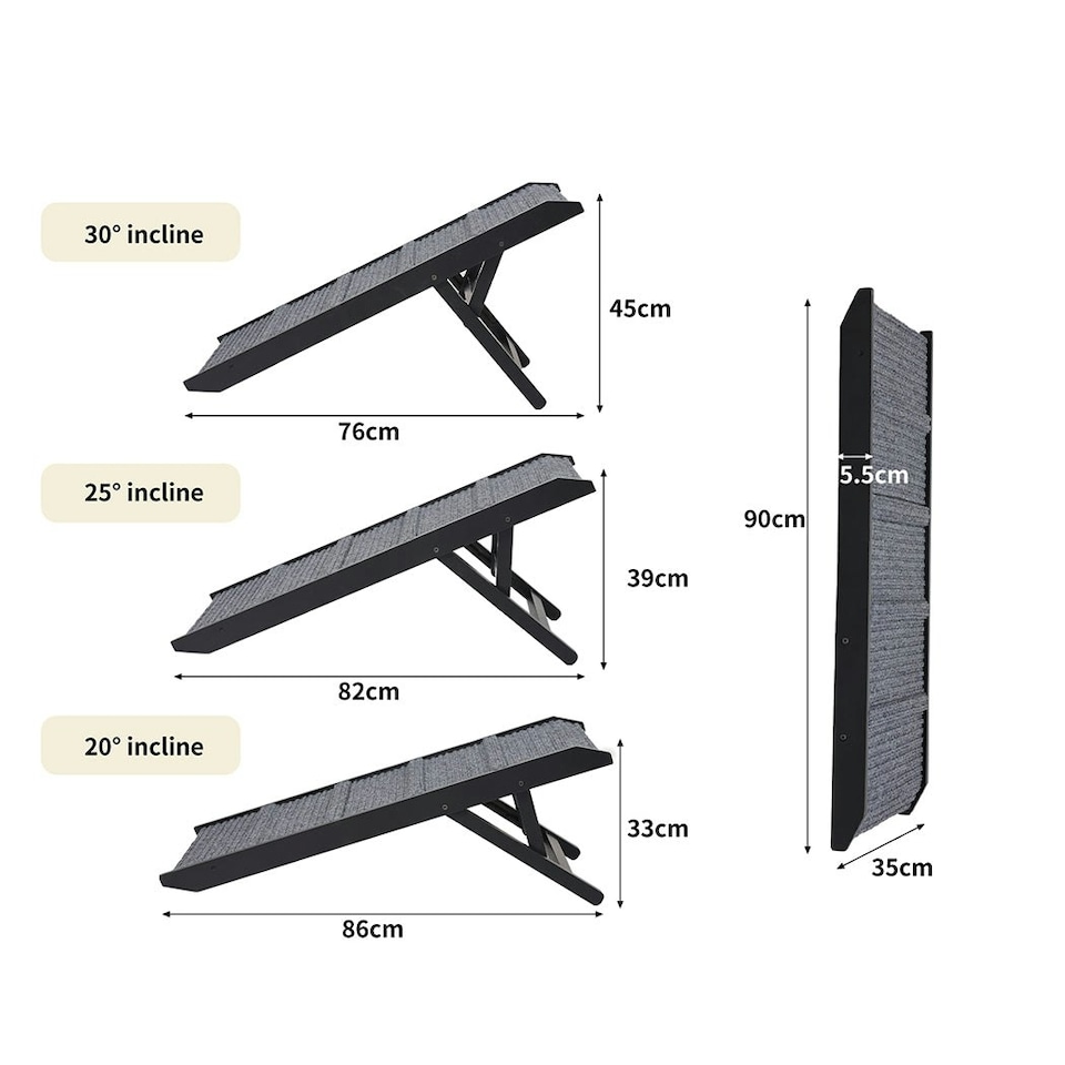 image 1 of Skylos Adjustable Dog Ramp Height Stair For Bed Sofa Cat Dogs Folding Portable