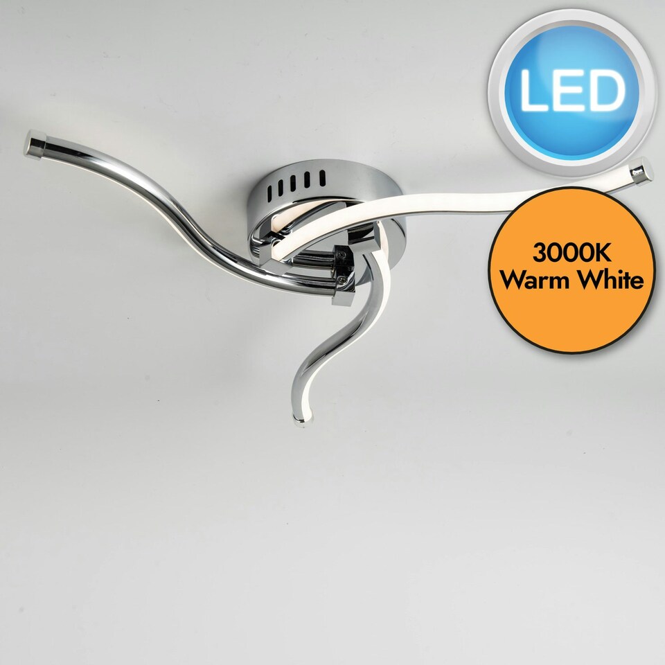 image 1 of First Choice Lighting Ara Chrome LED Flush Ceiling Light Chrome