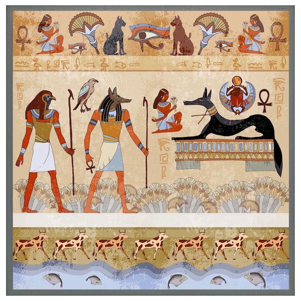 image 1 of Egyptian mythelogical drawings (Picutre Frame) Black | S