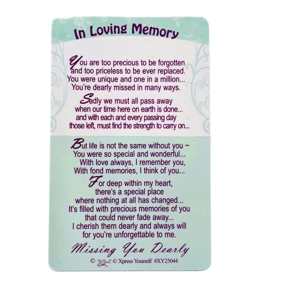 Loving Memory Keepsake Card In Loving Memory
