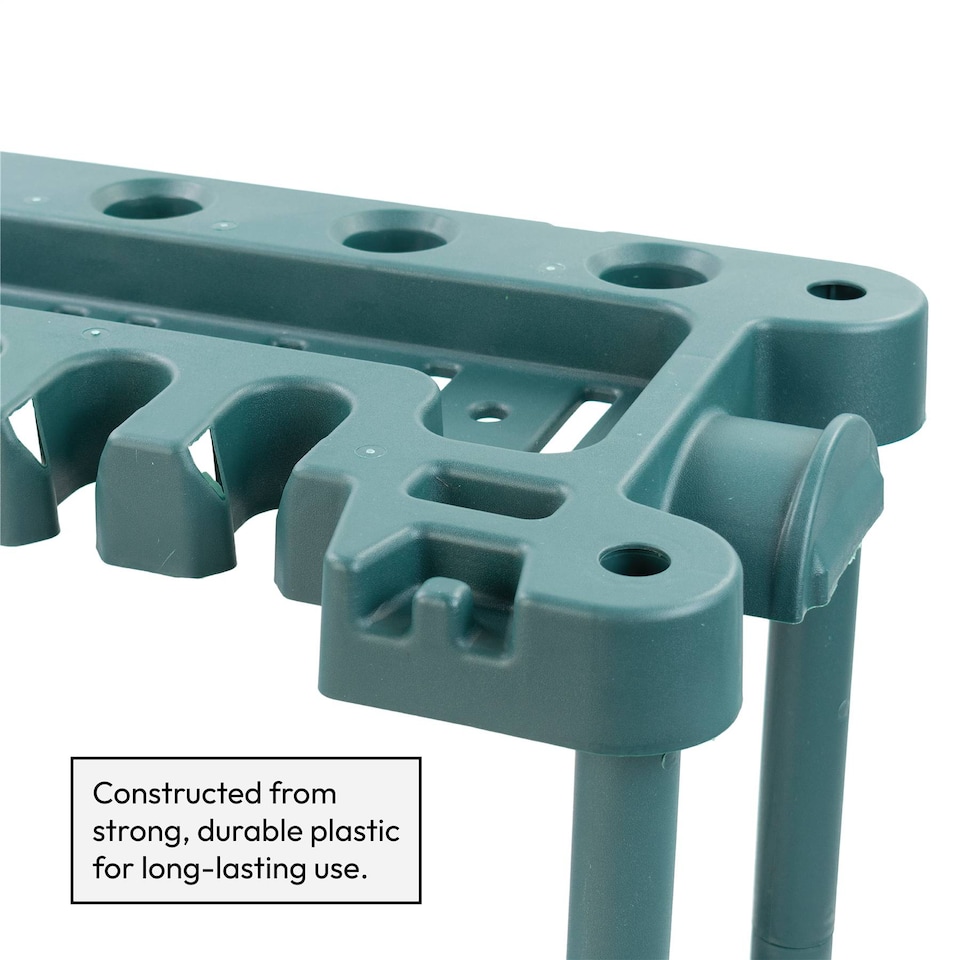image 1 of KCT Garden Tool Storage with Wheels Rack Organiser for Shed Garage Accessories Spade Holder Tidy Solutions Freestanding Plastic