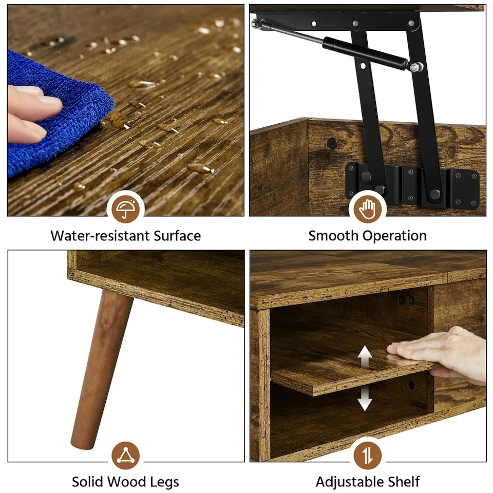 image 1 of Yaheetech Lift Top Coffee Table with Adjustable Storage Shelf