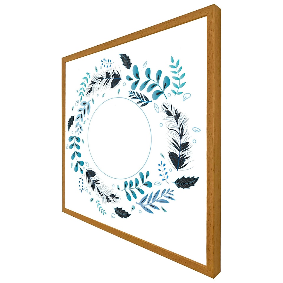 image 1 of Blue leaves frame (Picture Frame) White | M