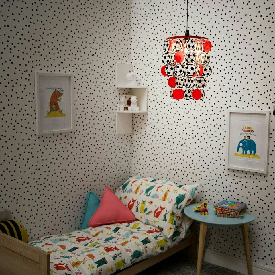 image 1 of ValueLights Children's Red And White Football /Nursery Ceiling Pendant Light Shade