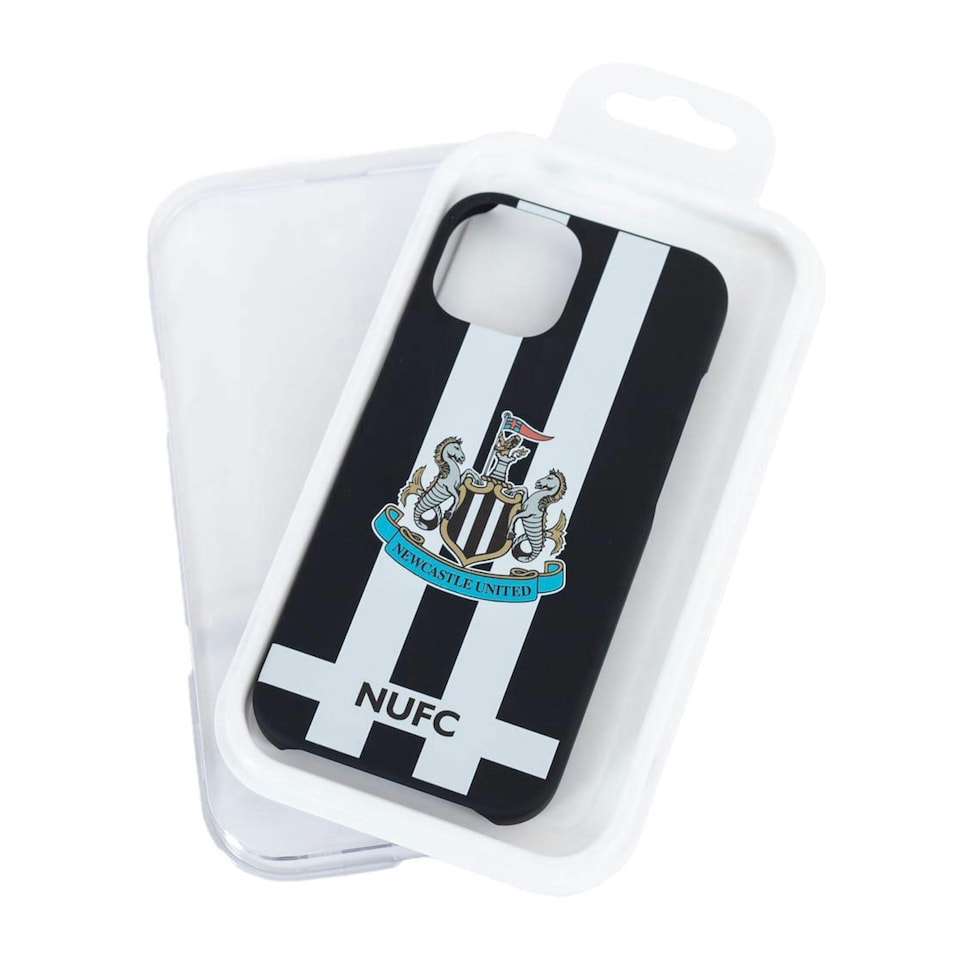 image 1 of Newcastle United FC iPhone 15 Compatible Striped Phone Case - Black/White - 14.5cm x 7cm