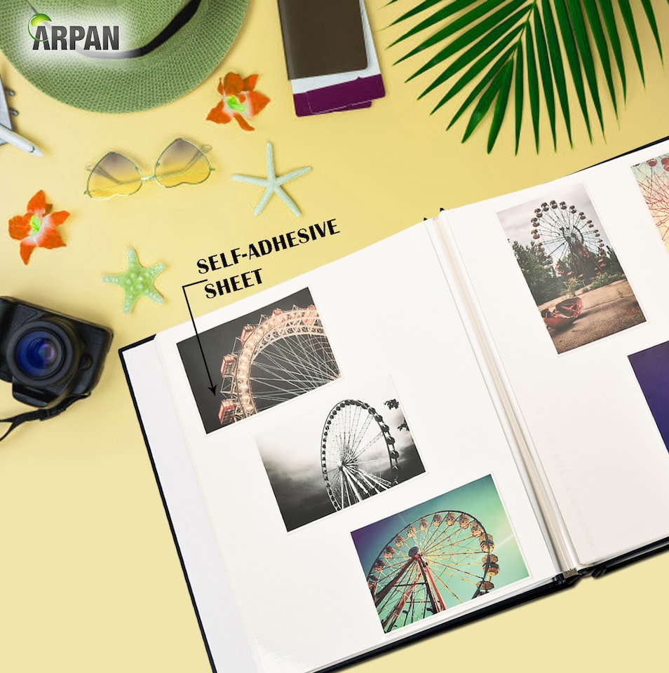 image 1 of ARPAN Extra-Large Self Adhesive Photo Album – 24 Sheets / 48 Sides – Leather Look Padded Cover Post Bound Scrapbook Memory Album for Photos, Keepsakes & Special Occasions