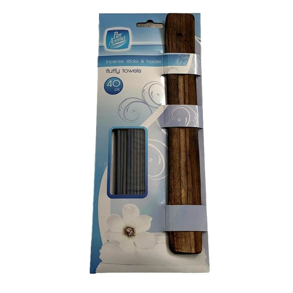 image 1 of Pack of 40 Pan Aroma Fluffy Towels Incense Sticks & Holder
