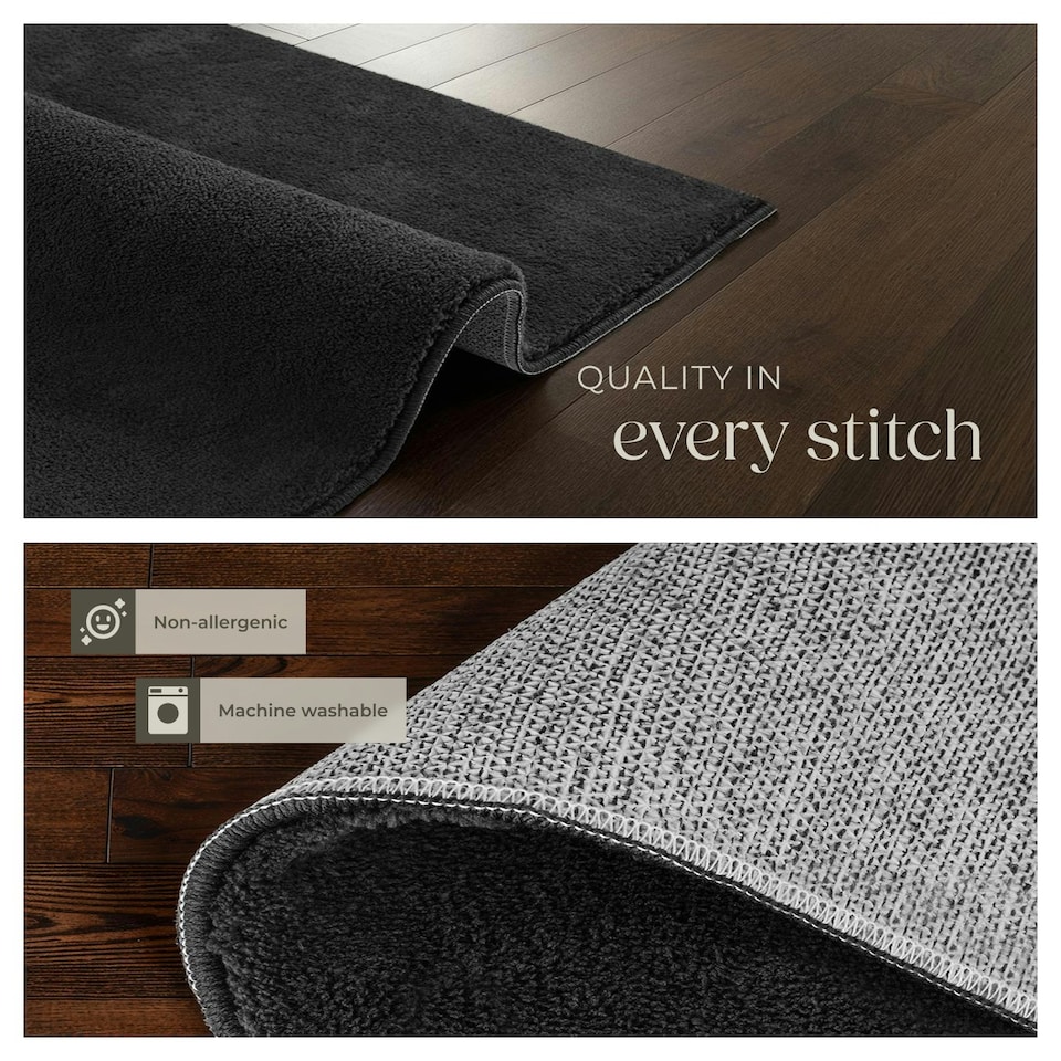 image 1 of Rug Zonelle - short pile and ultra-soft, rectangular or round Black | 140 x 200 cm