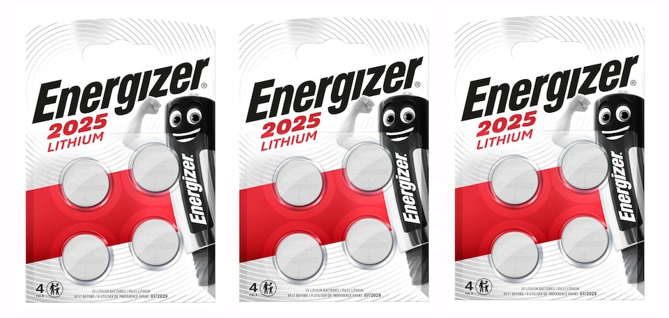 Energizer 2025 Lithium Batteries - Pack of 12 (3x 4 pack)