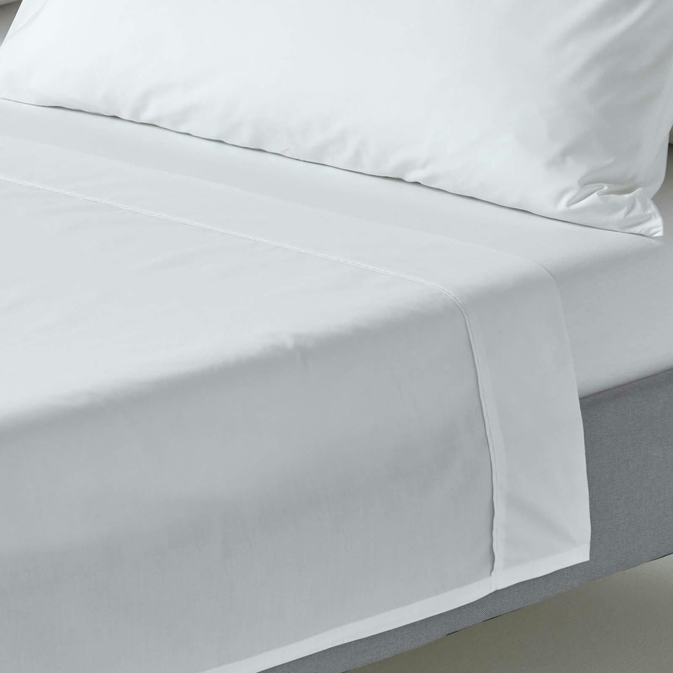 image 1 of Homescapes White Egyptian Cotton Flat Sheet 200 TC, Single | White | Single