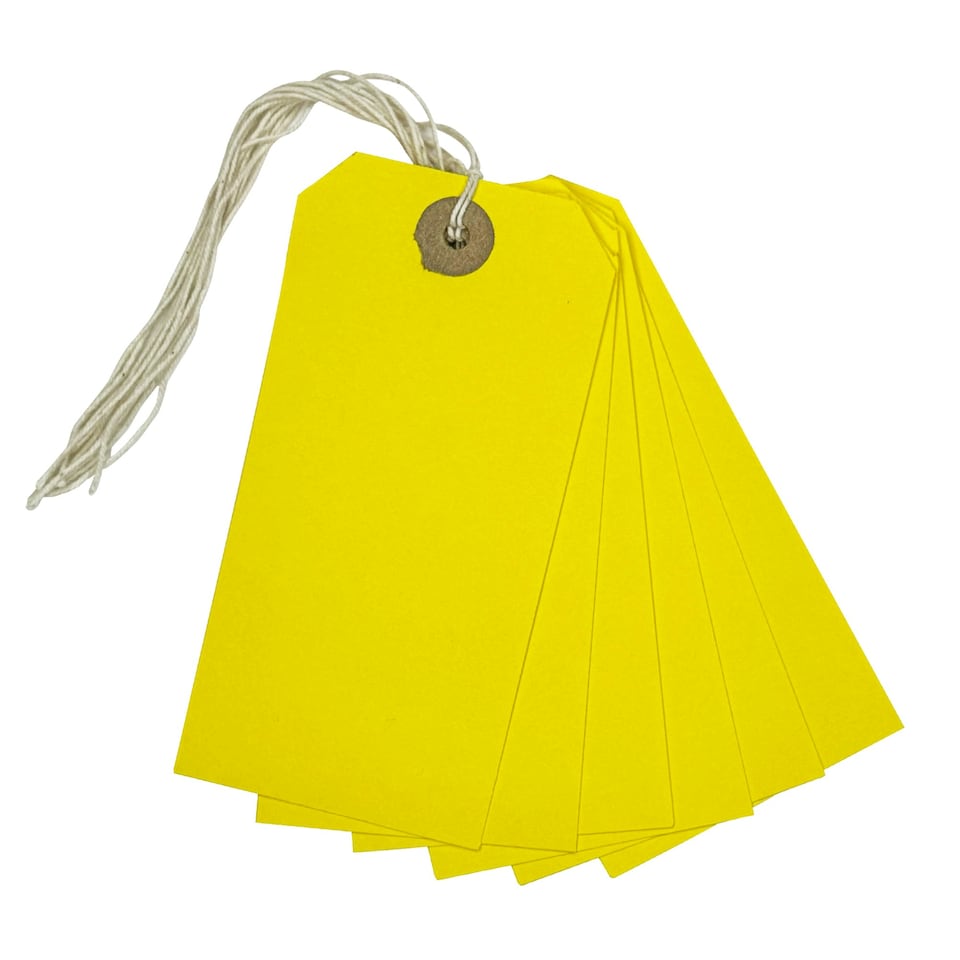image 1 of Box of 1000 Yellow Strung Tags 120mm x 60mm
