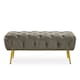 image 1 of Interiors by Premier Grey Velvet Footstool Bench, Ottoman Footstool with Soft Upholstery, Gold Finish Leg Velvet Pouffe for Home