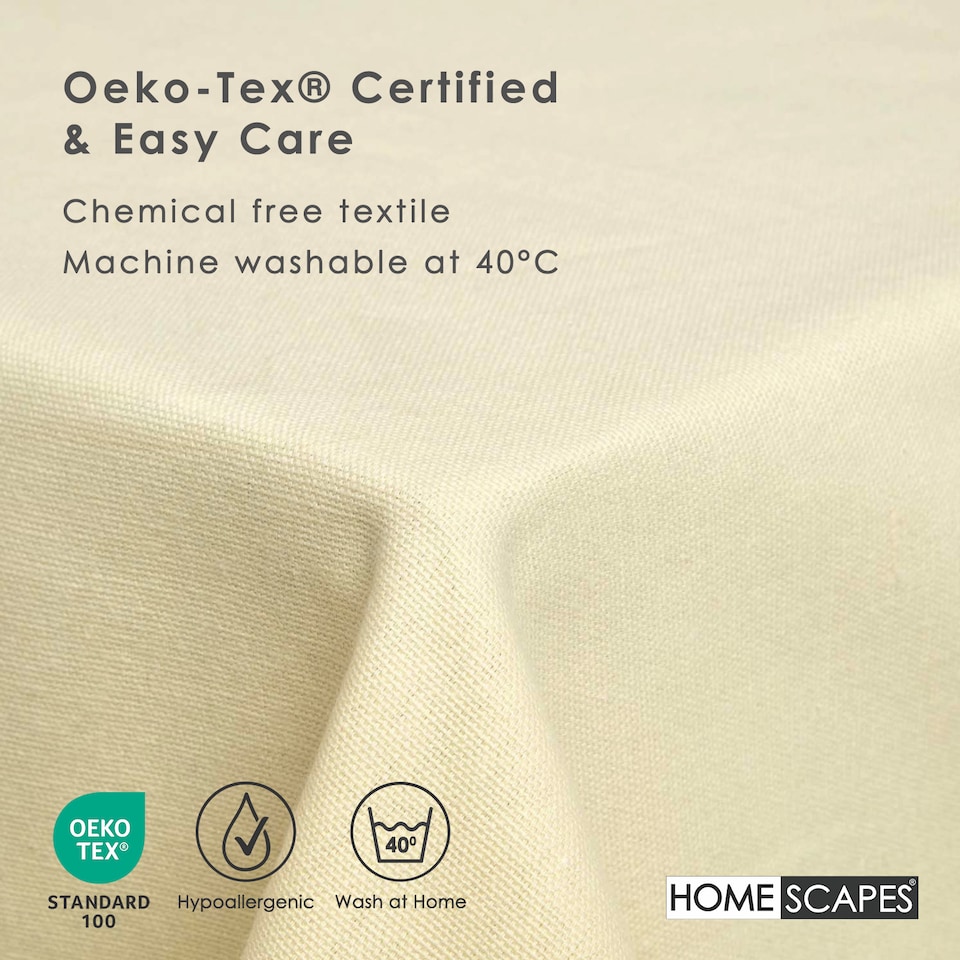 image 1 of Homescapes Cream Tablecloth - 178 x 300 cm | Cream | 178cm x 300cm (70" x 120")