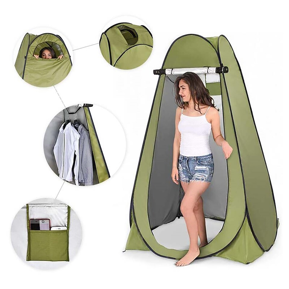 image 1 of Portable Pop Up Toilet Tent Instant Foldable Camping Privacy Shower Changing Tent - Green