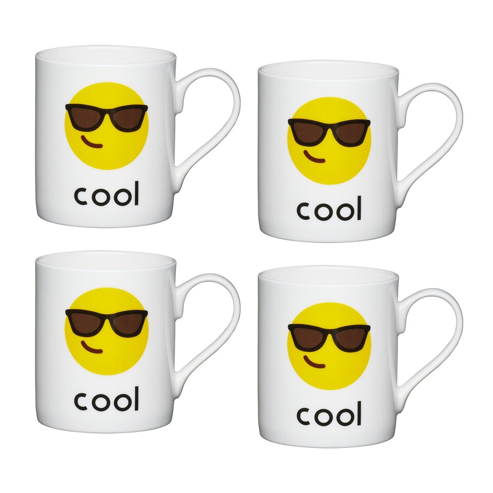 KitchenCraft Emoji Face Mini Mugs Pack of 4 Multi