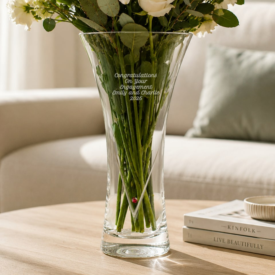 image 1 of Personalised Large Hand Cut Diamond Effect Heart Vase