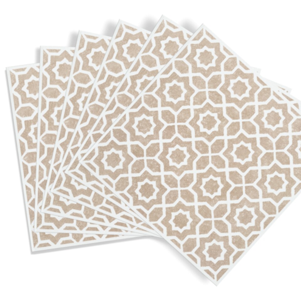 image 1 of d-c-fix Lina Beige 15.25 x 15.25cm Self-adhesive Vinyl Wall Tiles Pack 6