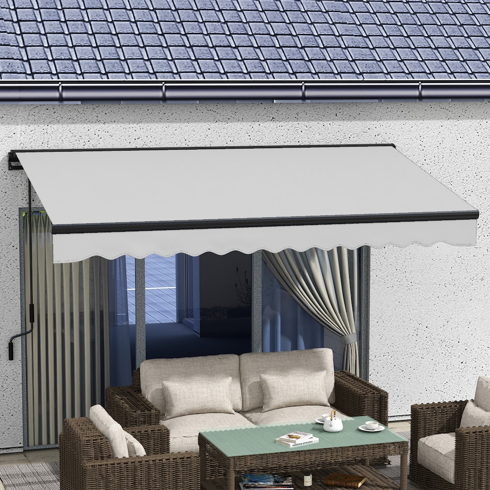 image 1 of Outsunny 3.5 x 2.5m Electric Retractable Awning, Aluminium Frame, Light Grey | Grey | 1
