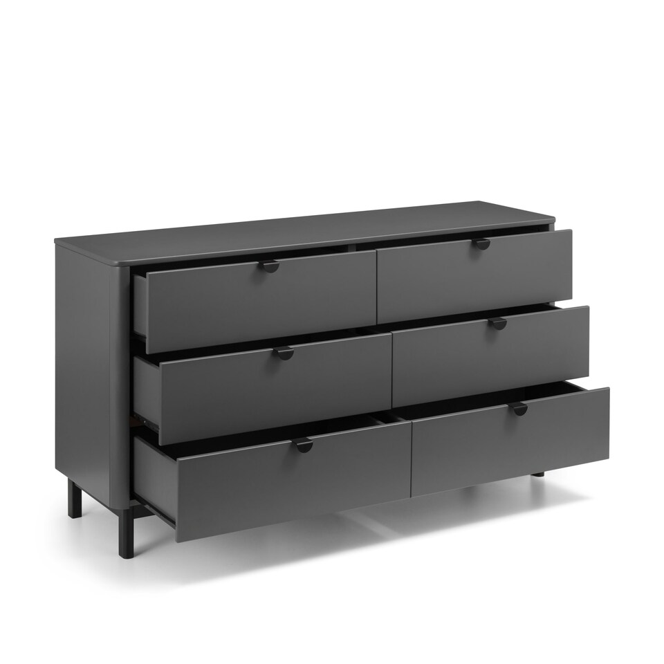 image 1 of Premium Nova 6 Drawer Wide Chest - Storm Grey & Black