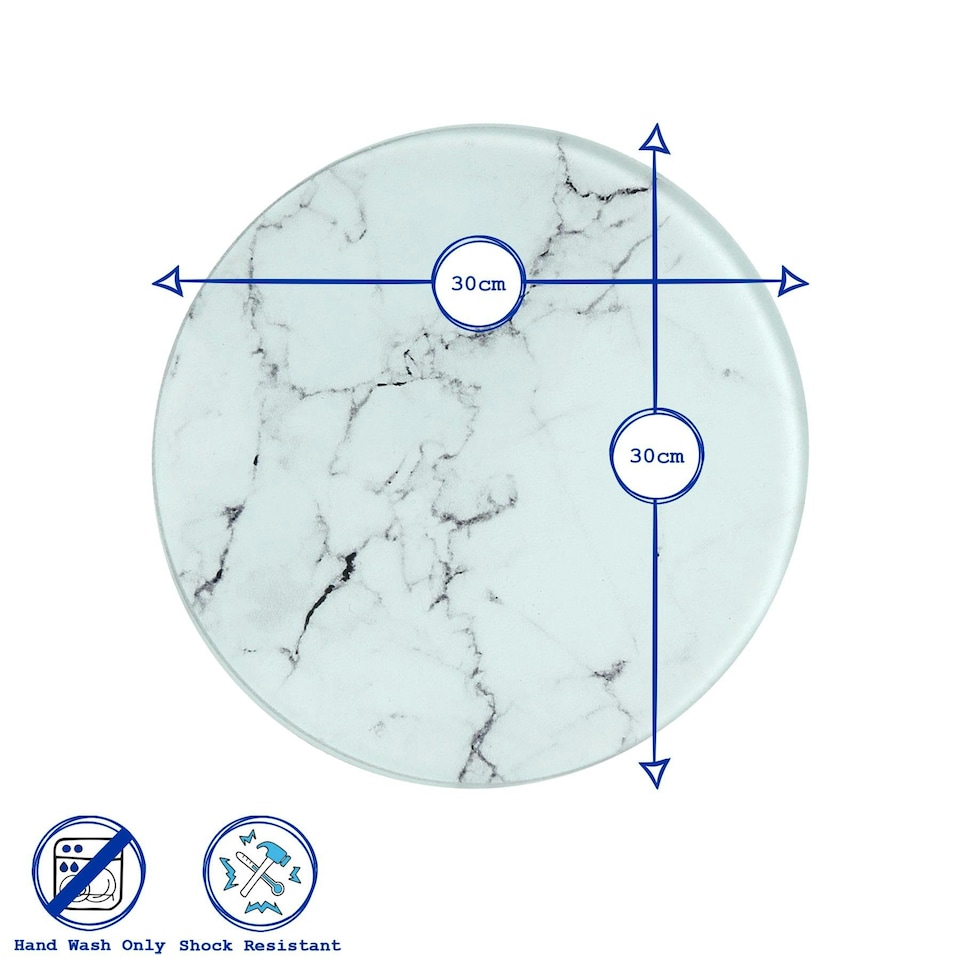 image 1 of Harbour Housewares 6 Pack Hague Blue Round Glass Placemats - 30cm - Elegant Dining Mats Blue