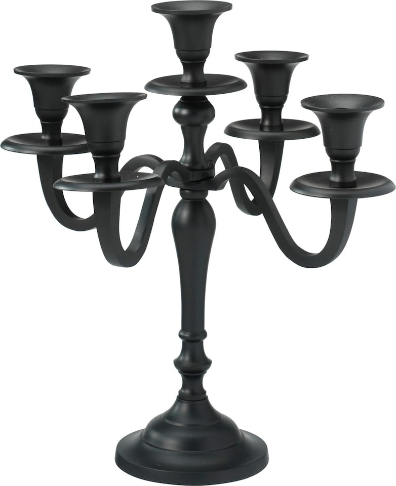 image 1 of 5 Arm Metal Candle Holder Stand Vintage Candelabra Centrepiece Home Decor 30cm | Black | Black | 1