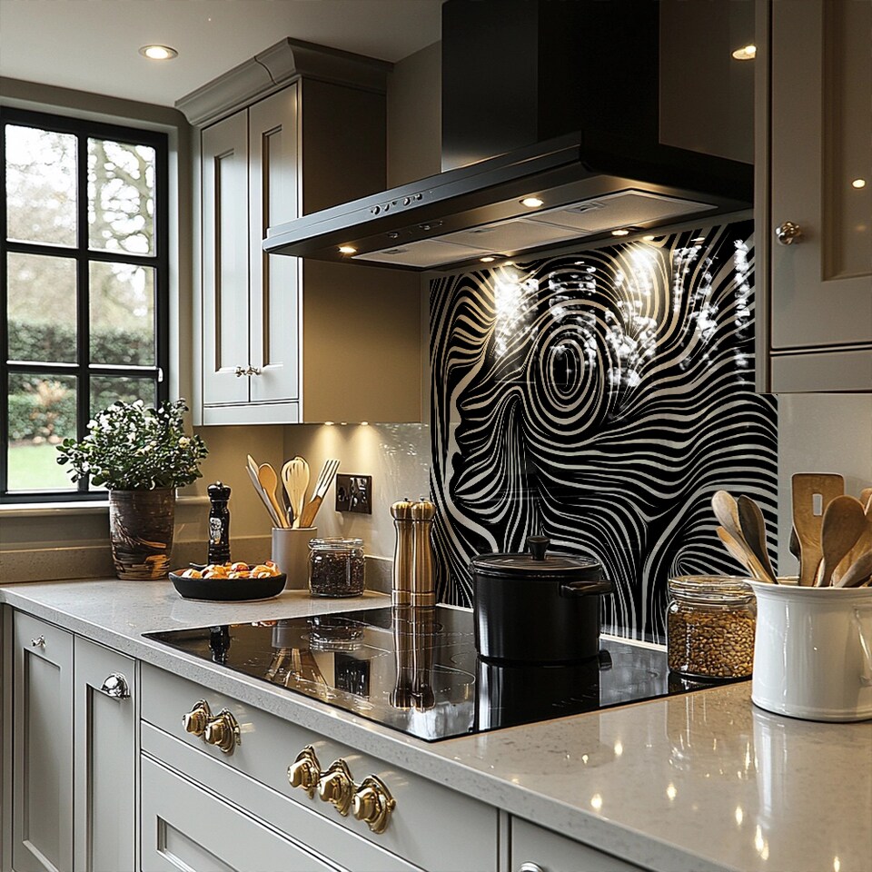 image 1 of woodcut style on the subject of human soul Designer Splash Back | White