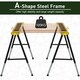image 8 of DURHAND Set of 2 Folding Saw Horses Steel Frame w/ Anti-Slip Platform Handle DIY | Yellow | Yellow and Black