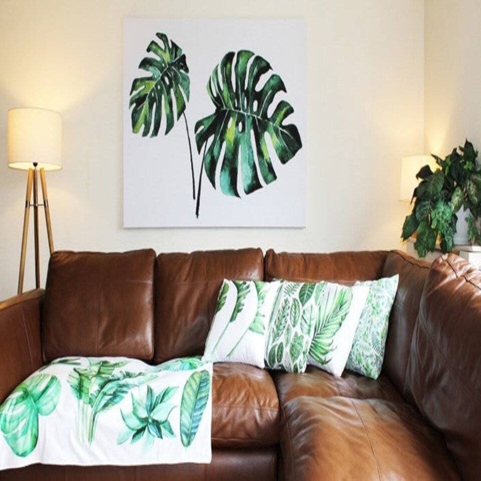 image 1 of Twin Palm leaves (Canvas Print) 127cm x 91cm
