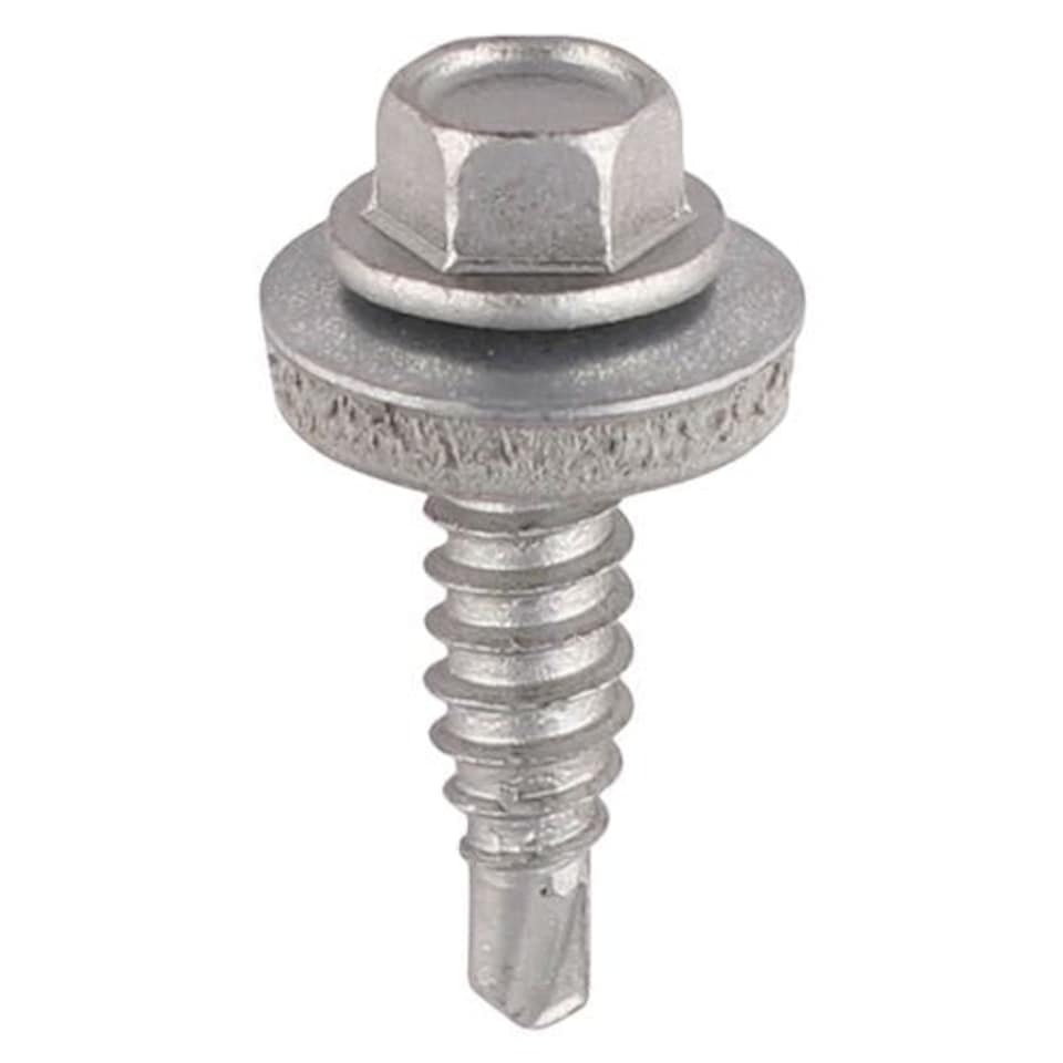 image 1 of Timco - Stitching Screws - Hex - For Sheet Steel - Exterior - Silver - With EPDM Washer (Size 6.3 x 25 - 120 Pieces)
